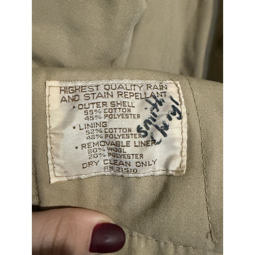 Vintage Tan Canvas Trench Coat With Wool Blend Removable Liner Unbranded Size 6 - Picture 2 of 11